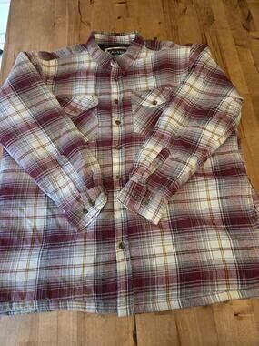 Canyon Guide Men's 2XL Quilted Flannel Plaid Jacket Shirt - Maroon